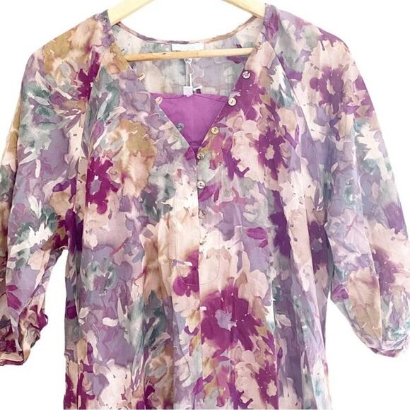 Johnny Was Calme Floral Raglan Lined Dress, Size S New with Tag MSRP $148 - Picture 3 of 7